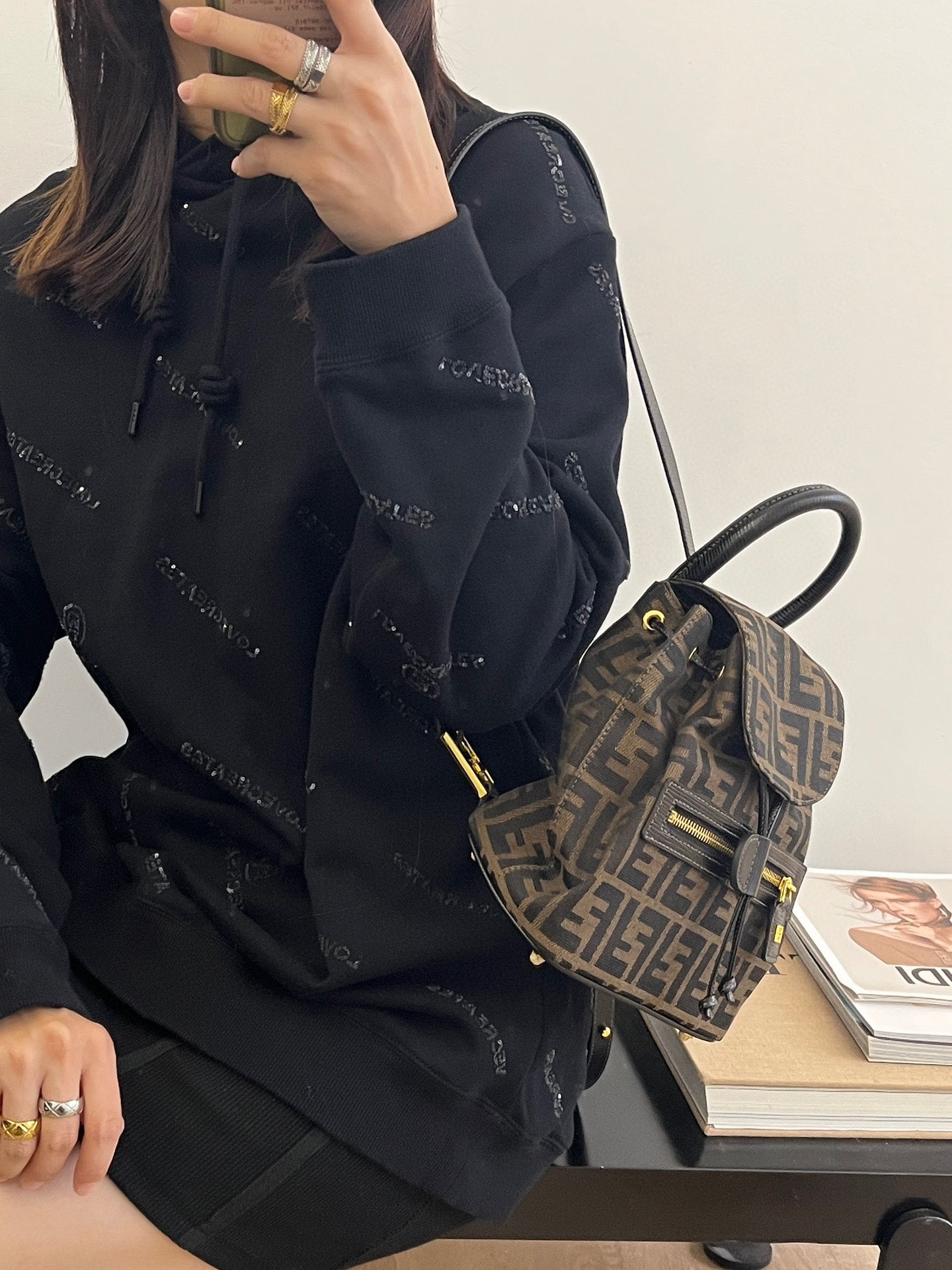 [TOP] FENDI Mini Retro Backpack - 18.5x24x10cm