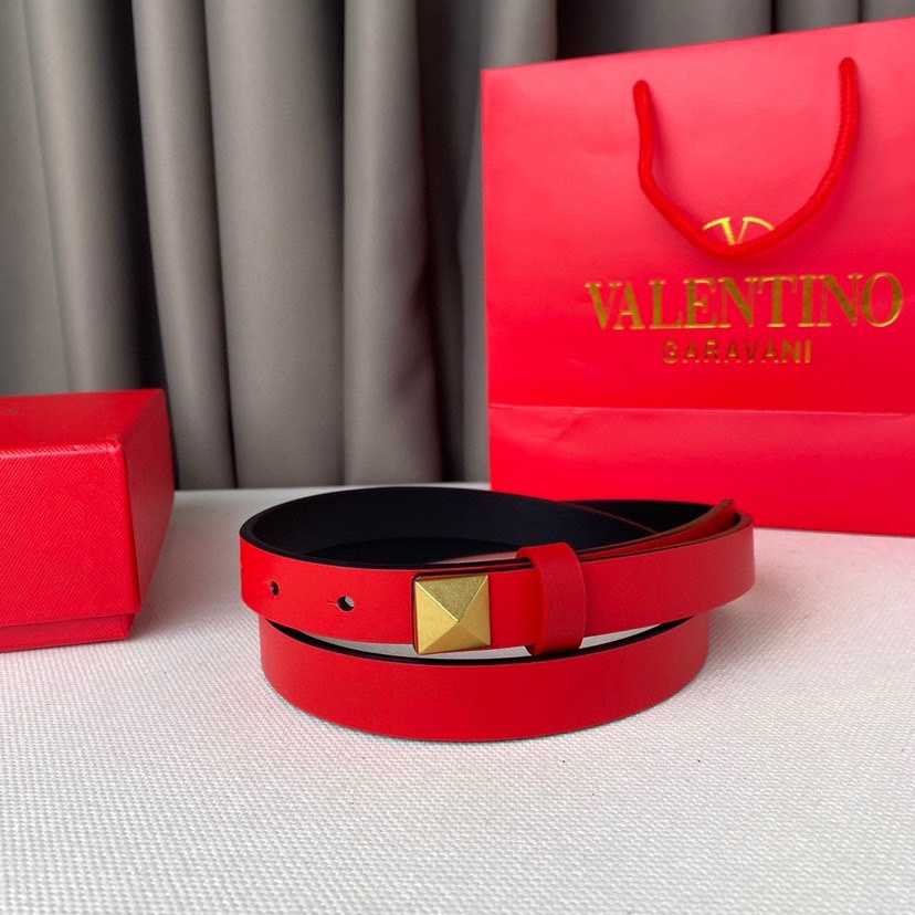[TOP] VALENTINO Cowhide Belt - Red