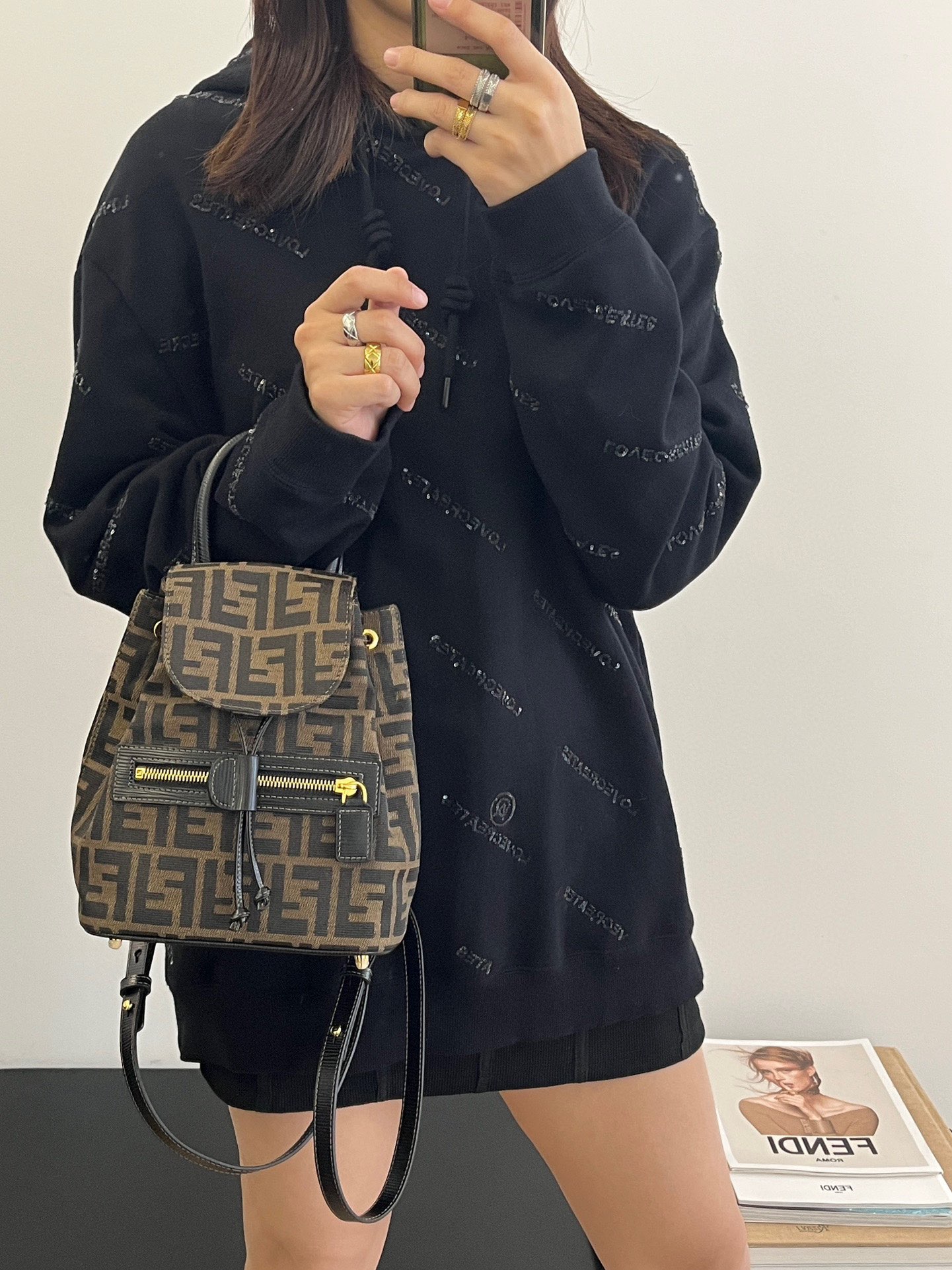 [TOP] FENDI Mini Retro Backpack - 18.5x24x10cm