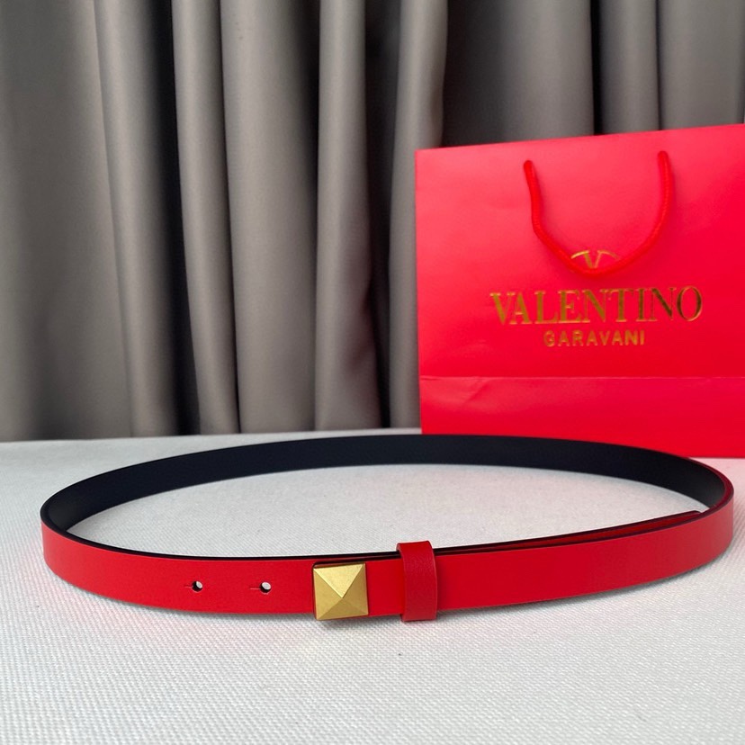 [TOP] VALENTINO Cowhide Belt - Red
