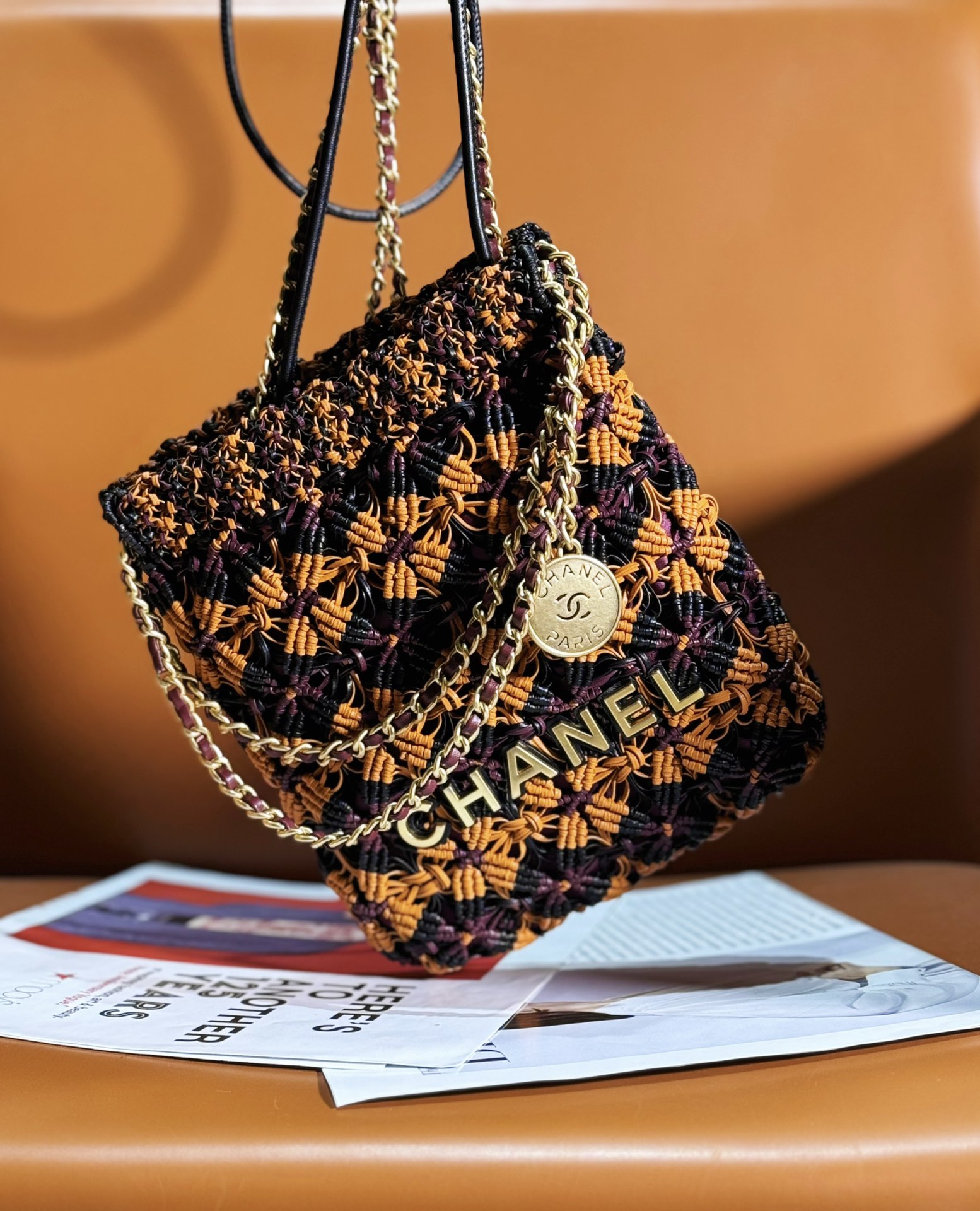 [TOP] CHANEL Mini 22 Bag Colorful Woven Cowhide 23x18.5x6cm - GHW