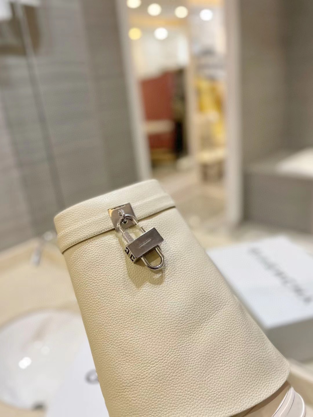 [TOP] GIVENCHY Pebbled Cowhide Long Boots - Beige