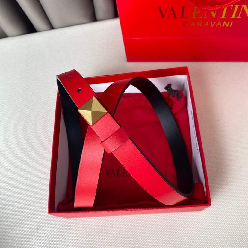 [TOP] VALENTINO Cowhide Belt - Red