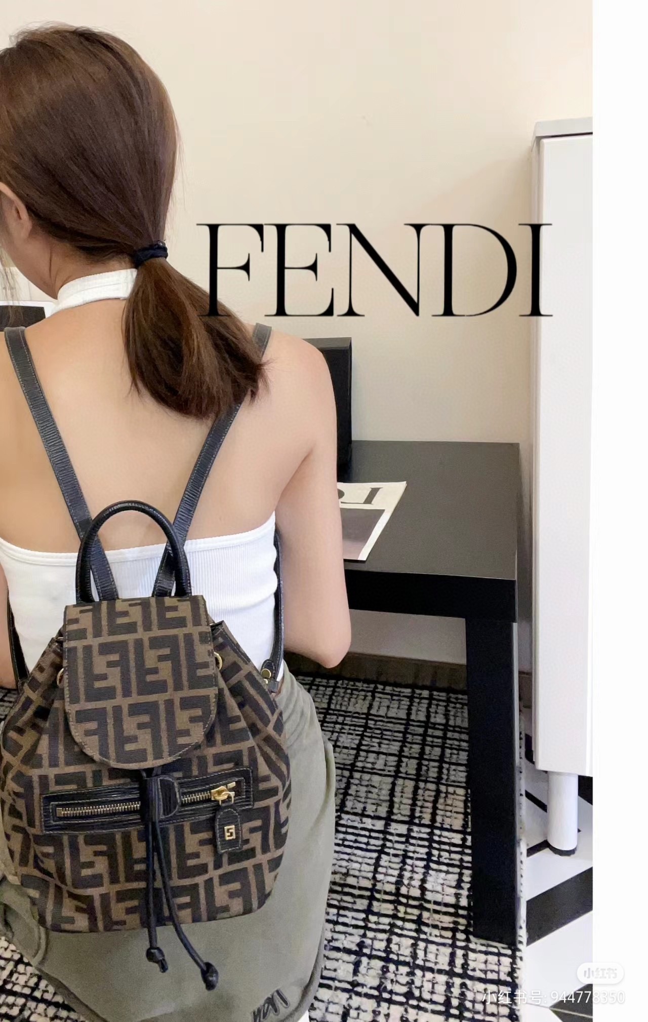 [TOP] FENDI Mini Retro Backpack - 18.5x24x10cm