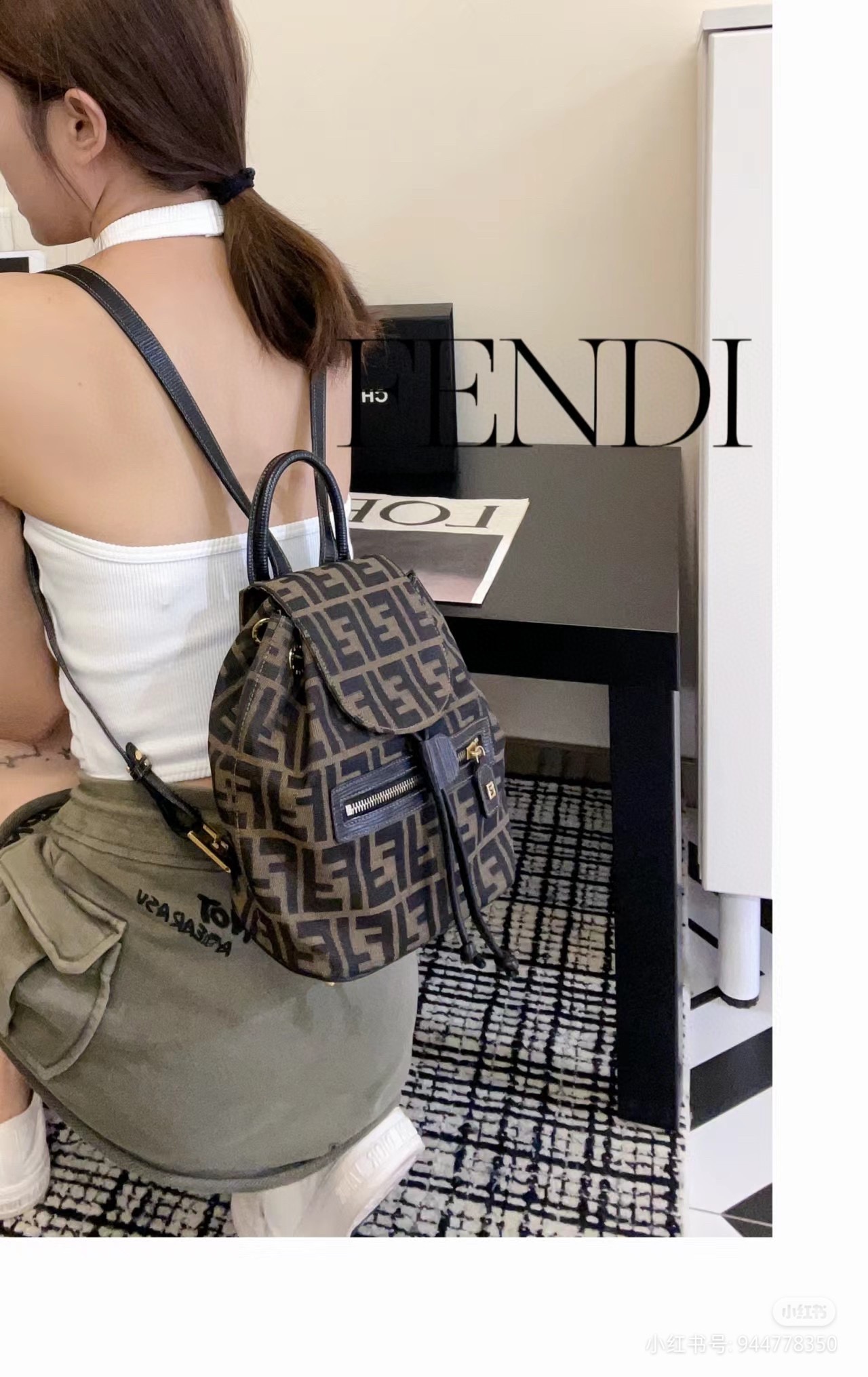 [TOP] FENDI Mini Retro Backpack - 18.5x24x10cm