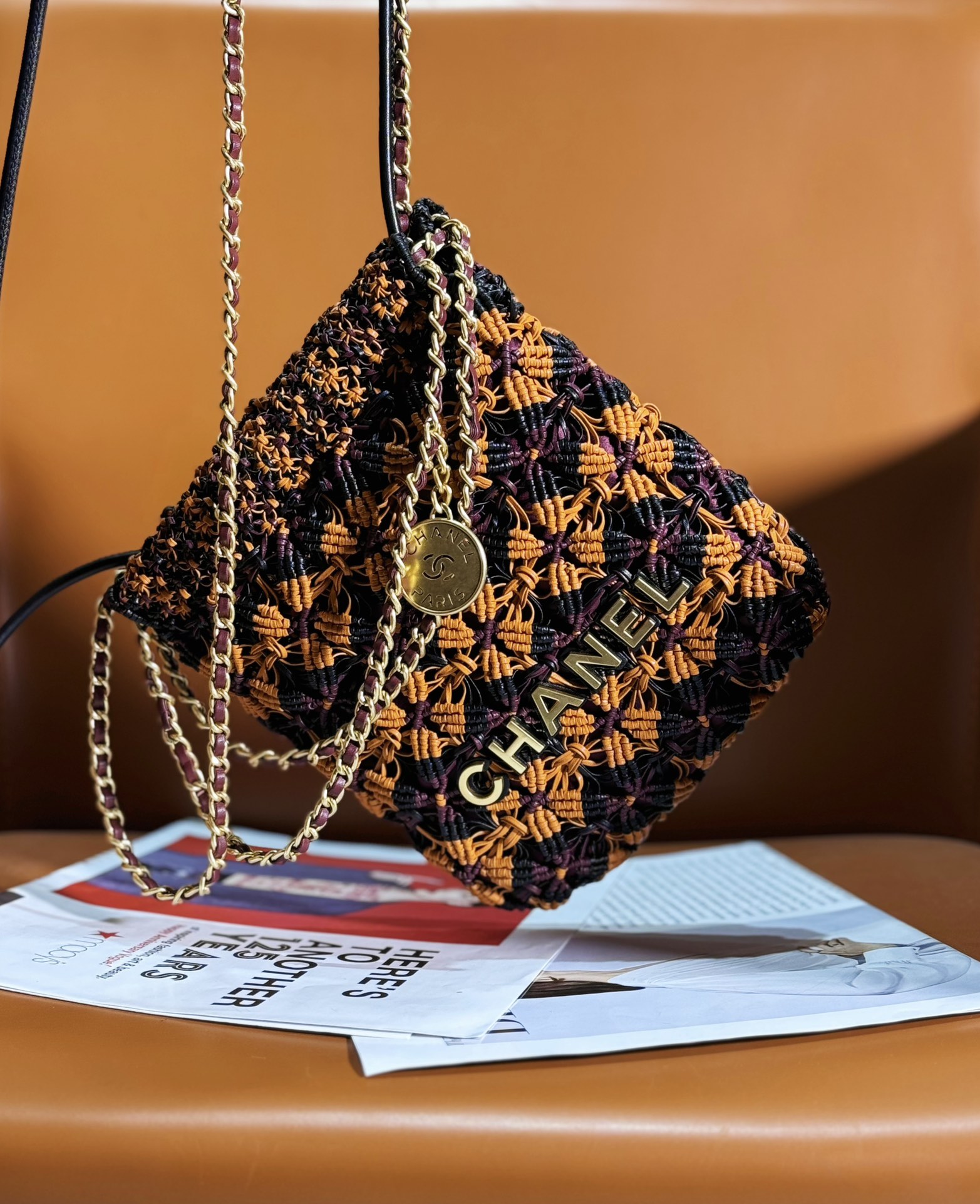 [TOP] CHANEL Mini 22 Bag Colorful Woven Cowhide 23x18.5x6cm - GHW