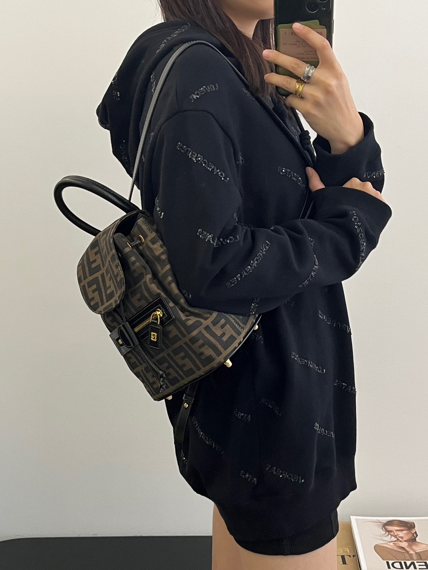 [TOP] FENDI Mini Retro Backpack - 18.5x24x10cm