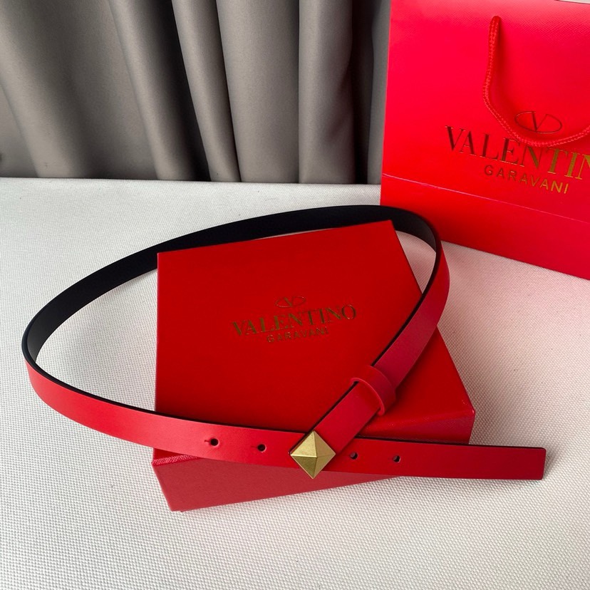 [TOP] VALENTINO Cowhide Belt - Red