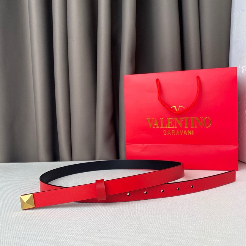 [TOP] VALENTINO Cowhide Belt - Red