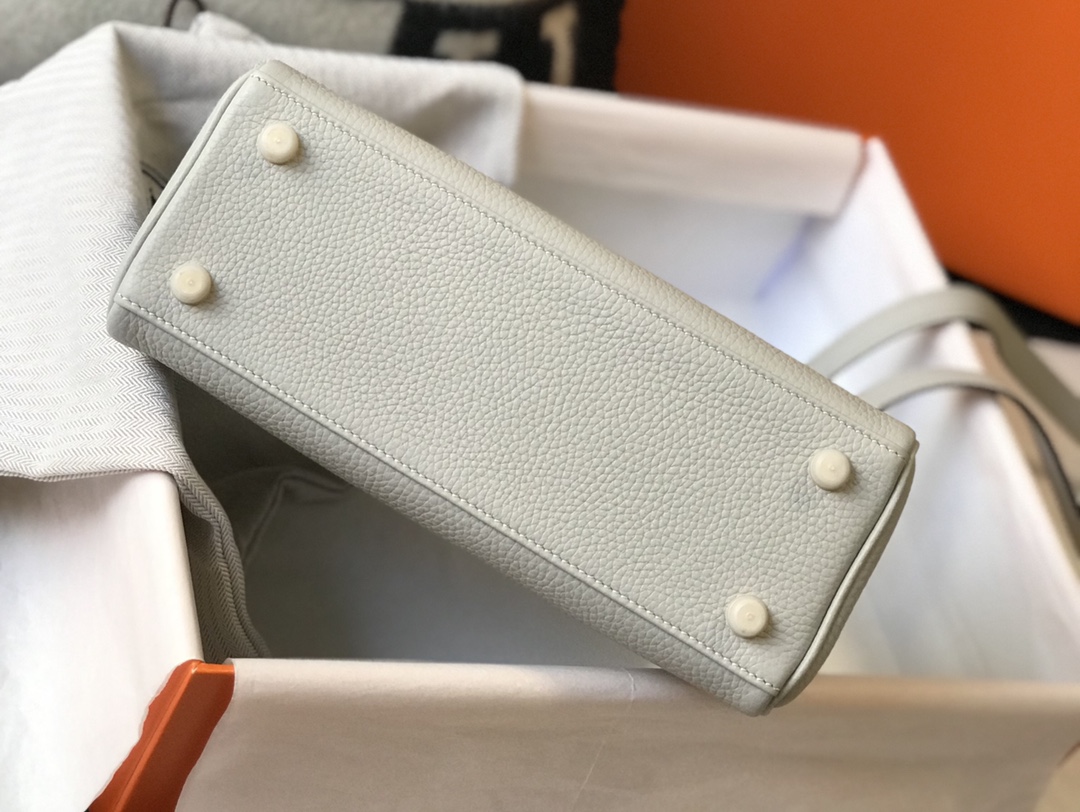 [TOP] HERMES Kelly Togo Leather 25cm/28cm/32cm - Pearl Gray & GHW