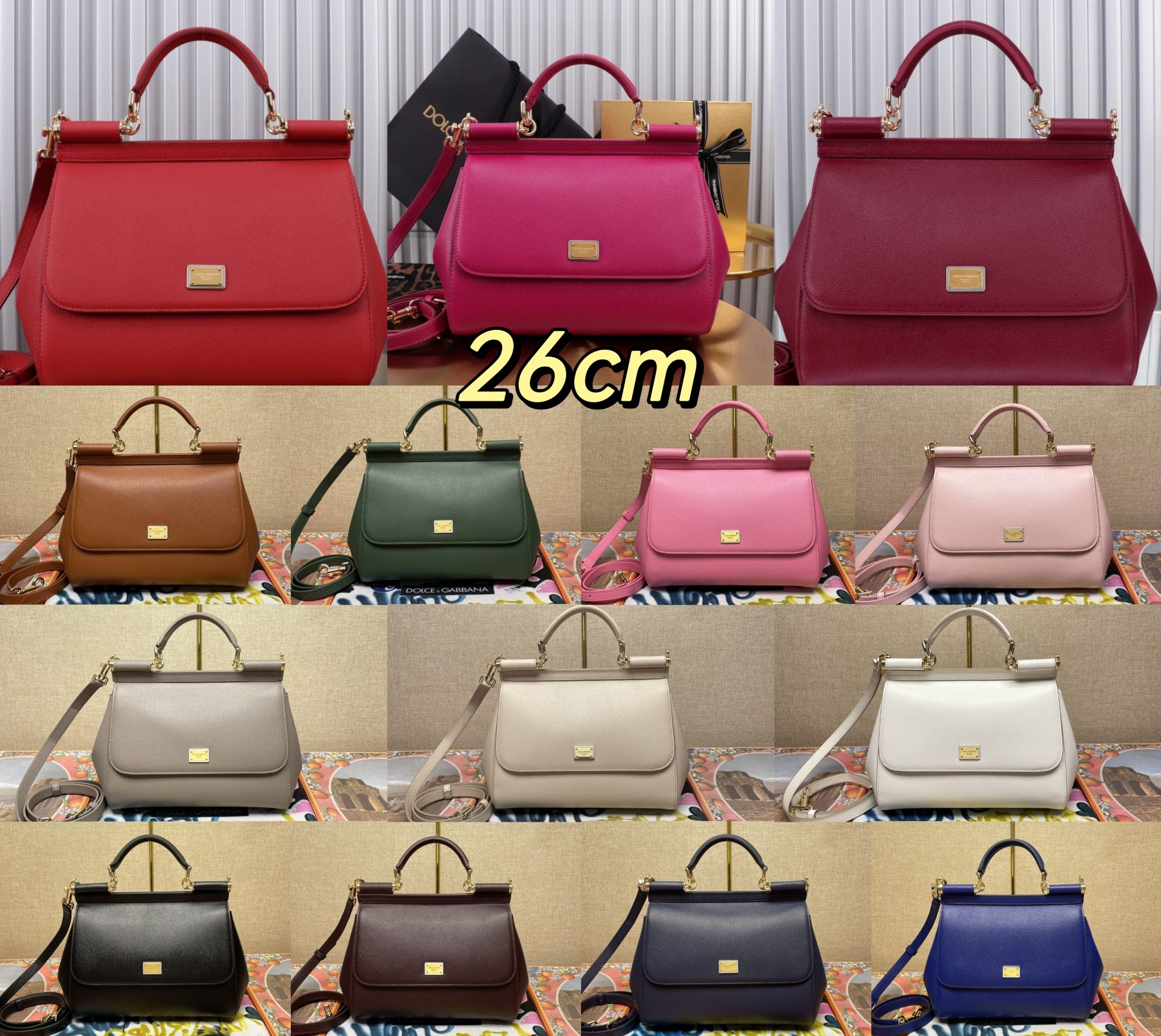 [TOP] Dolce & Gabbana D&G Calfskin Sicily Bag 26x20x12cm - 14 Color