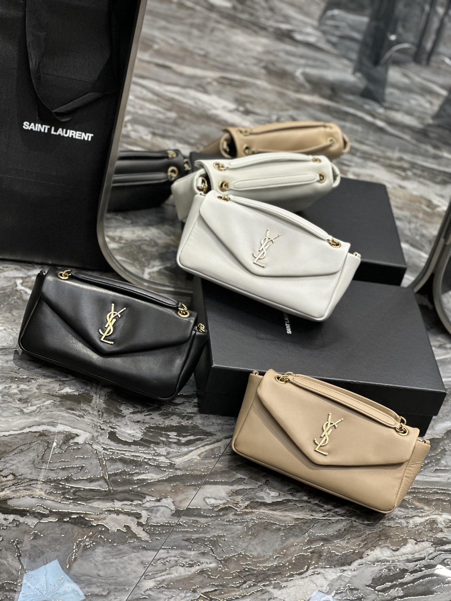 [TOP] Yves Saint Laurent YSL Sheepskin Chain Bags 26×14×7cm - 3 Colors&GHW