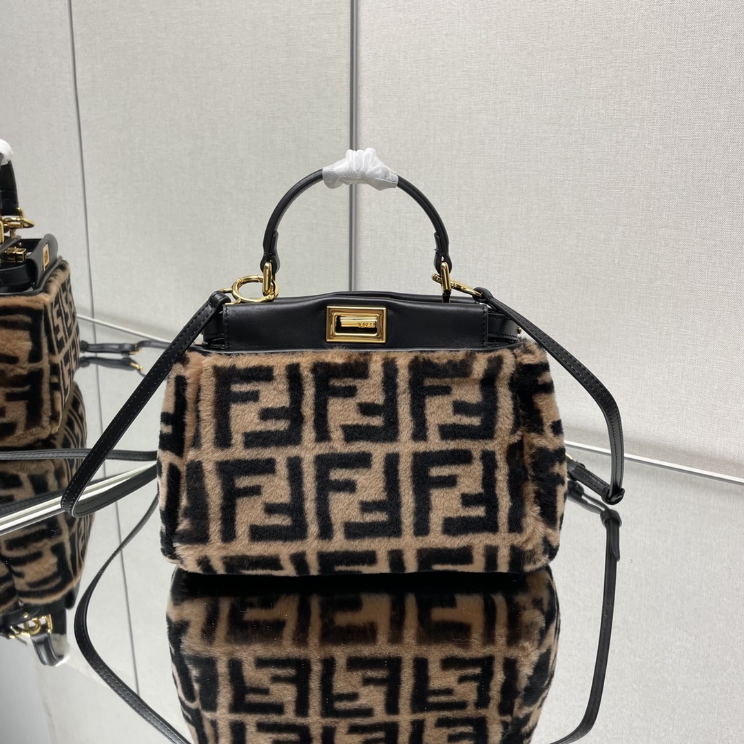 [TOP] FENDI Autumn And Winter New Wool Peekaboo Bags 27x25x14CM - GHW