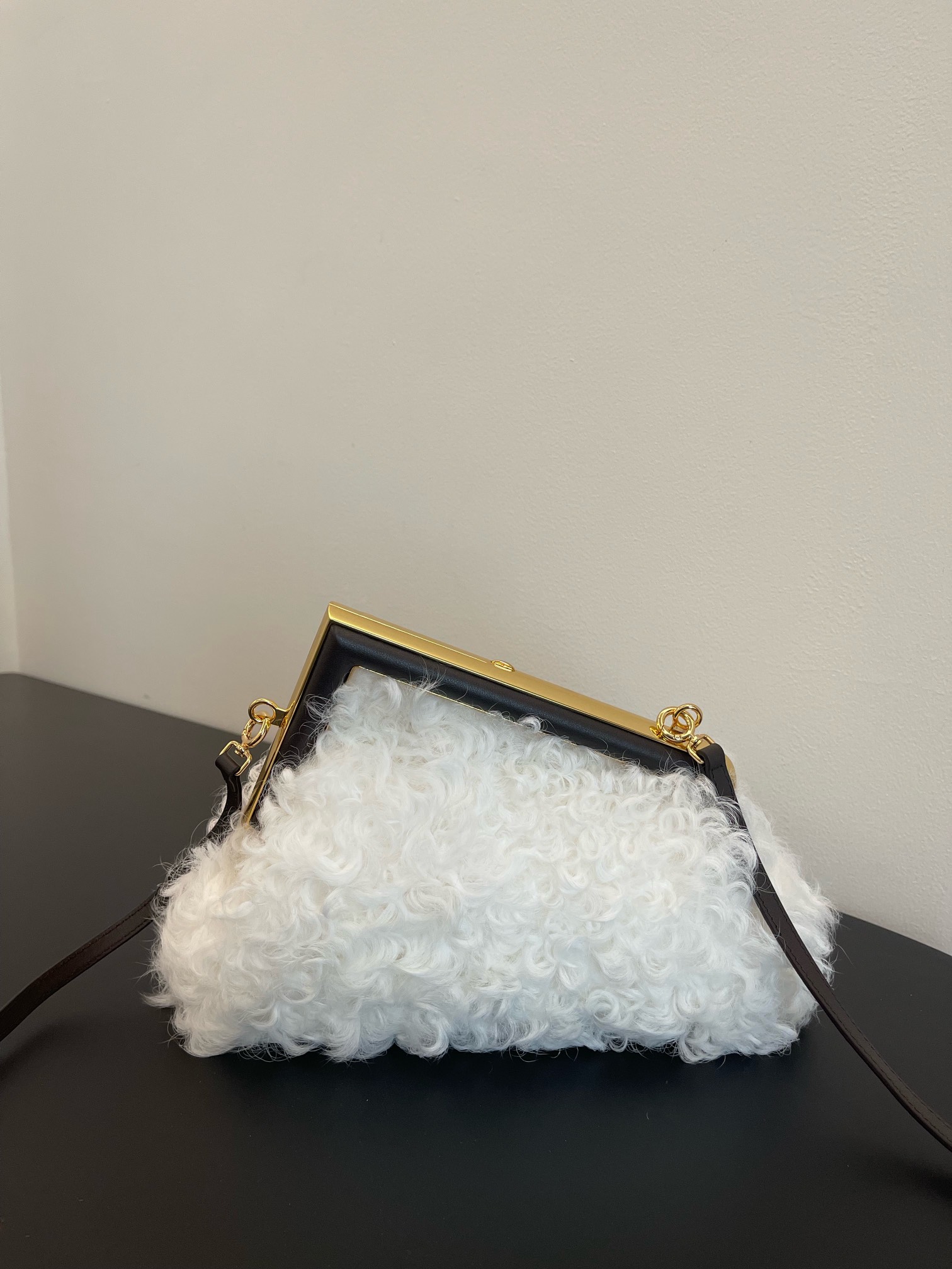 [TOP] FENDI White Rolled Wool First Bags 26x9.5x18cm - White&GHW