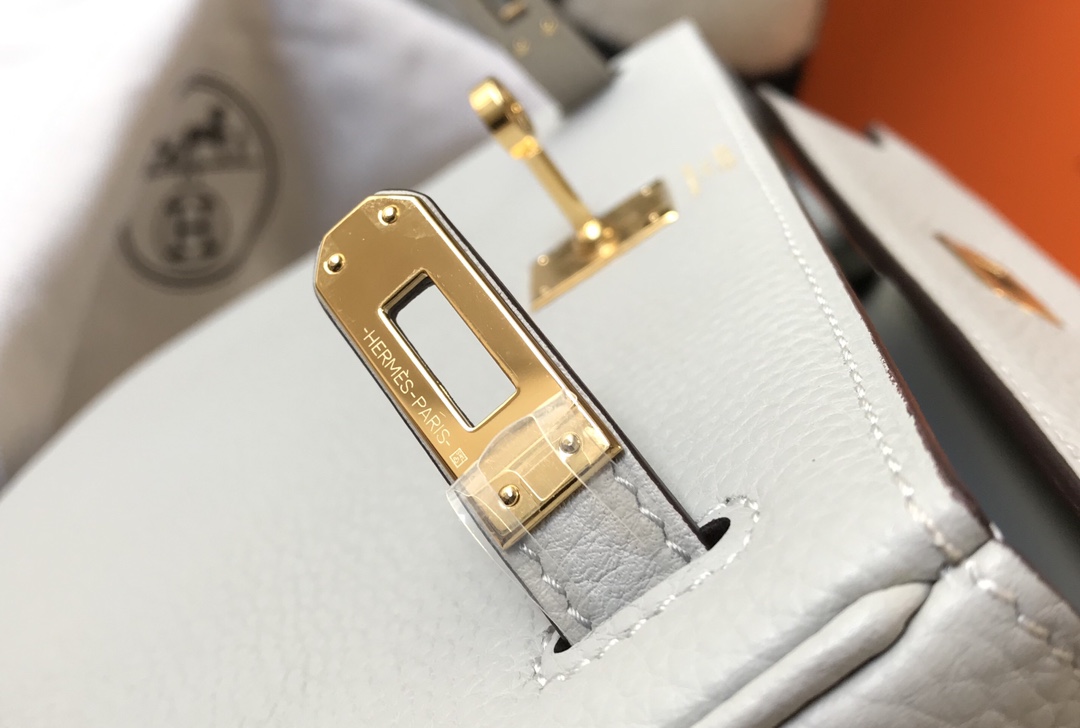 [TOP] HERMES Kelly Togo Leather 25cm/28cm/32cm - Pearl Gray & GHW