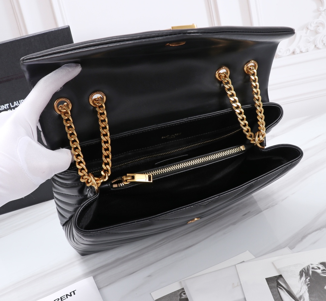 [TOP] Yves Saint Laurent YSL LouLou Bag 32x22x10cm - Black with GHW