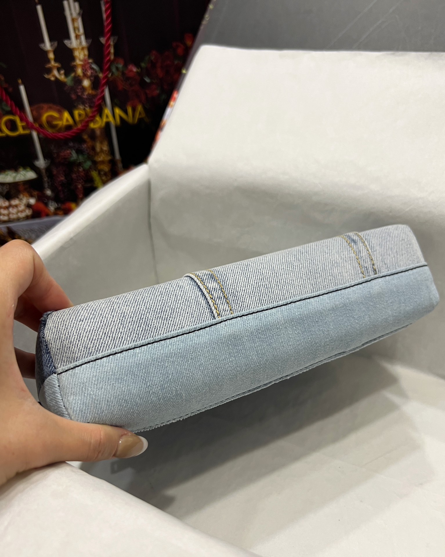 [TOP] Dolce & Gabbana D&G Bag Cowhide and Denim 25x18x6cm