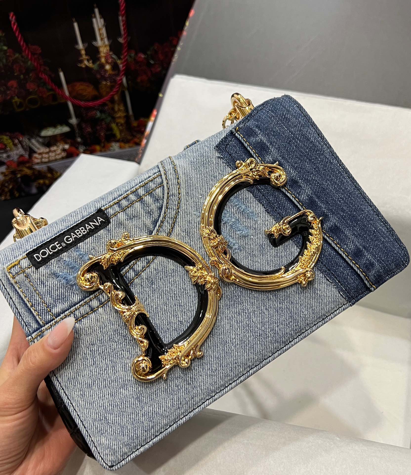 [TOP] Dolce & Gabbana D&G DG Girls Bag Cowhide and Denim 23x17x6.5cm - 4 Color