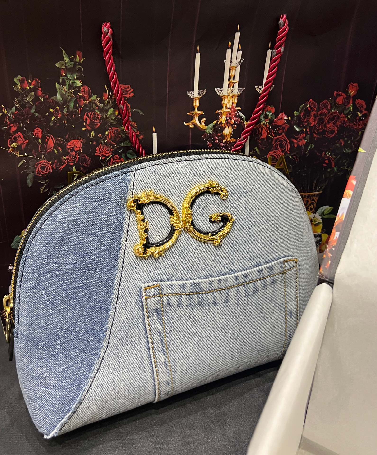[TOP] Dolce & Gabbana D&G Bag Cowhide and Denim 25x18x6cm