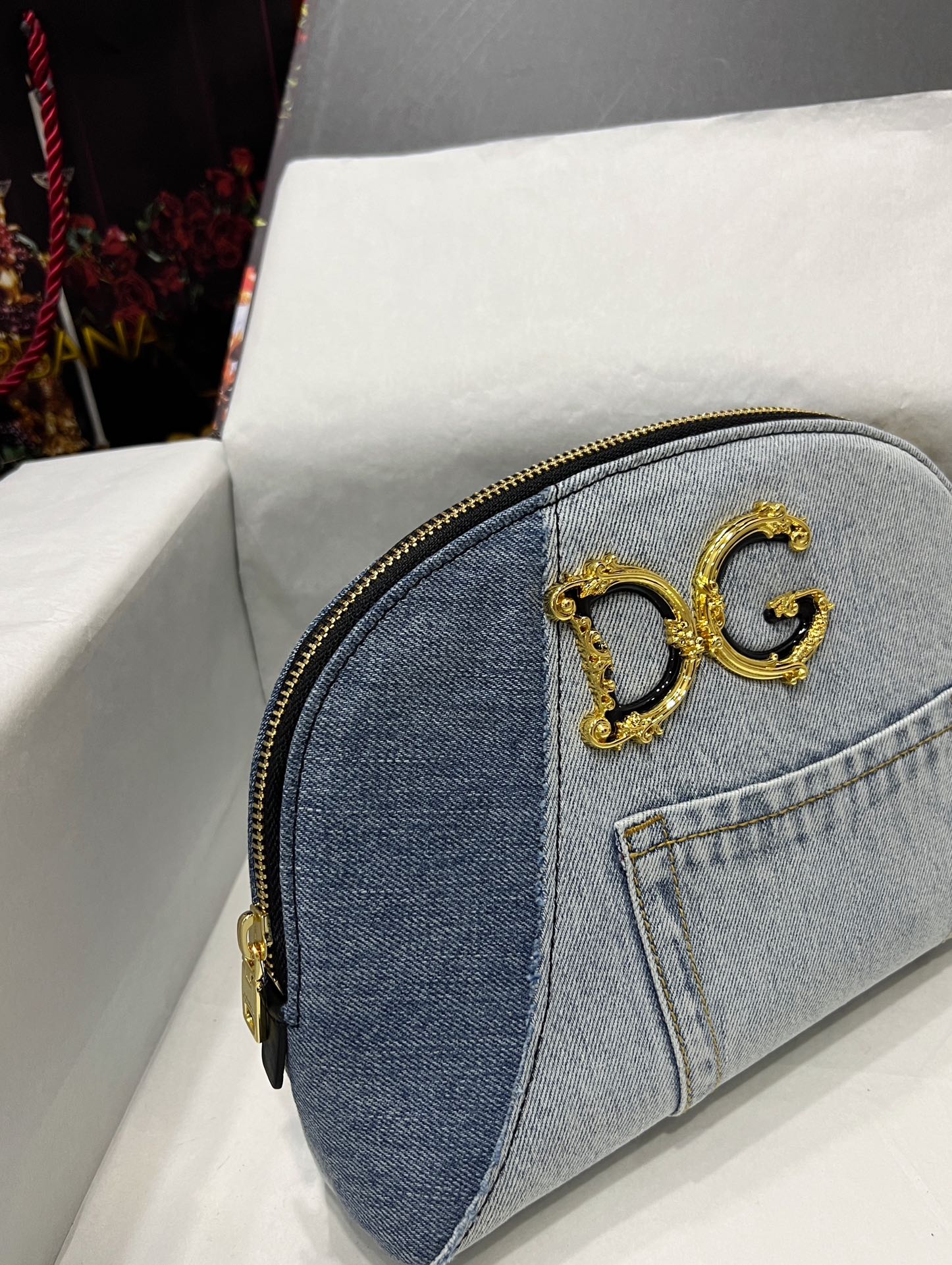 [TOP] Dolce & Gabbana D&G Bag Cowhide and Denim 25x18x6cm
