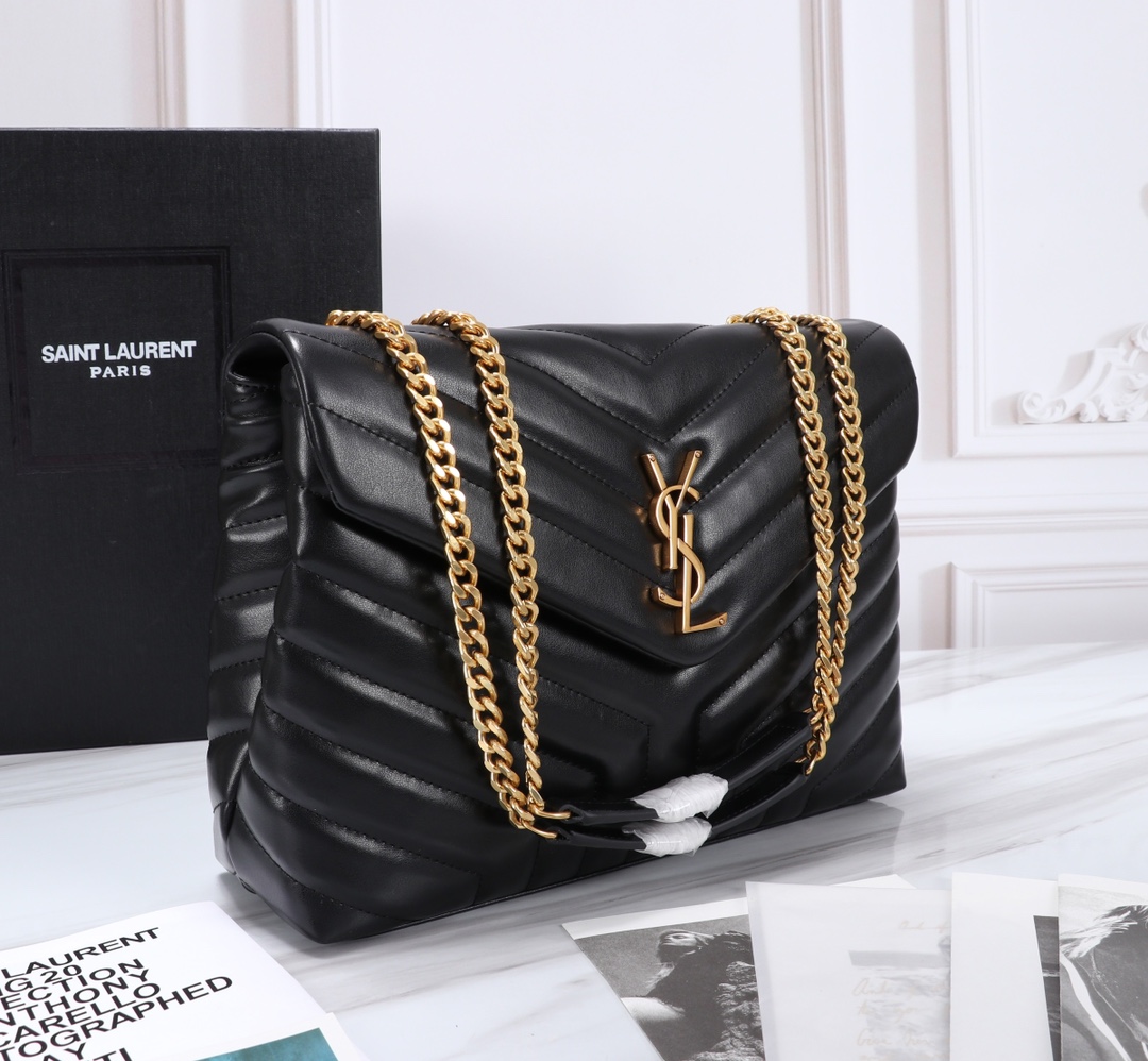 [TOP] Yves Saint Laurent YSL LouLou Bag 32x22x10cm - Black with GHW