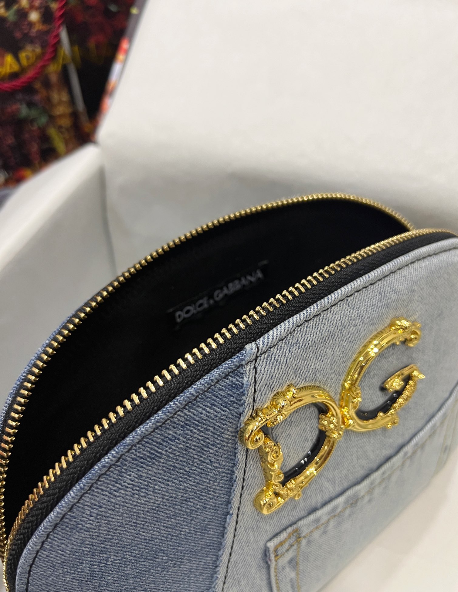 [TOP] Dolce & Gabbana D&G Bag Cowhide and Denim 25x18x6cm