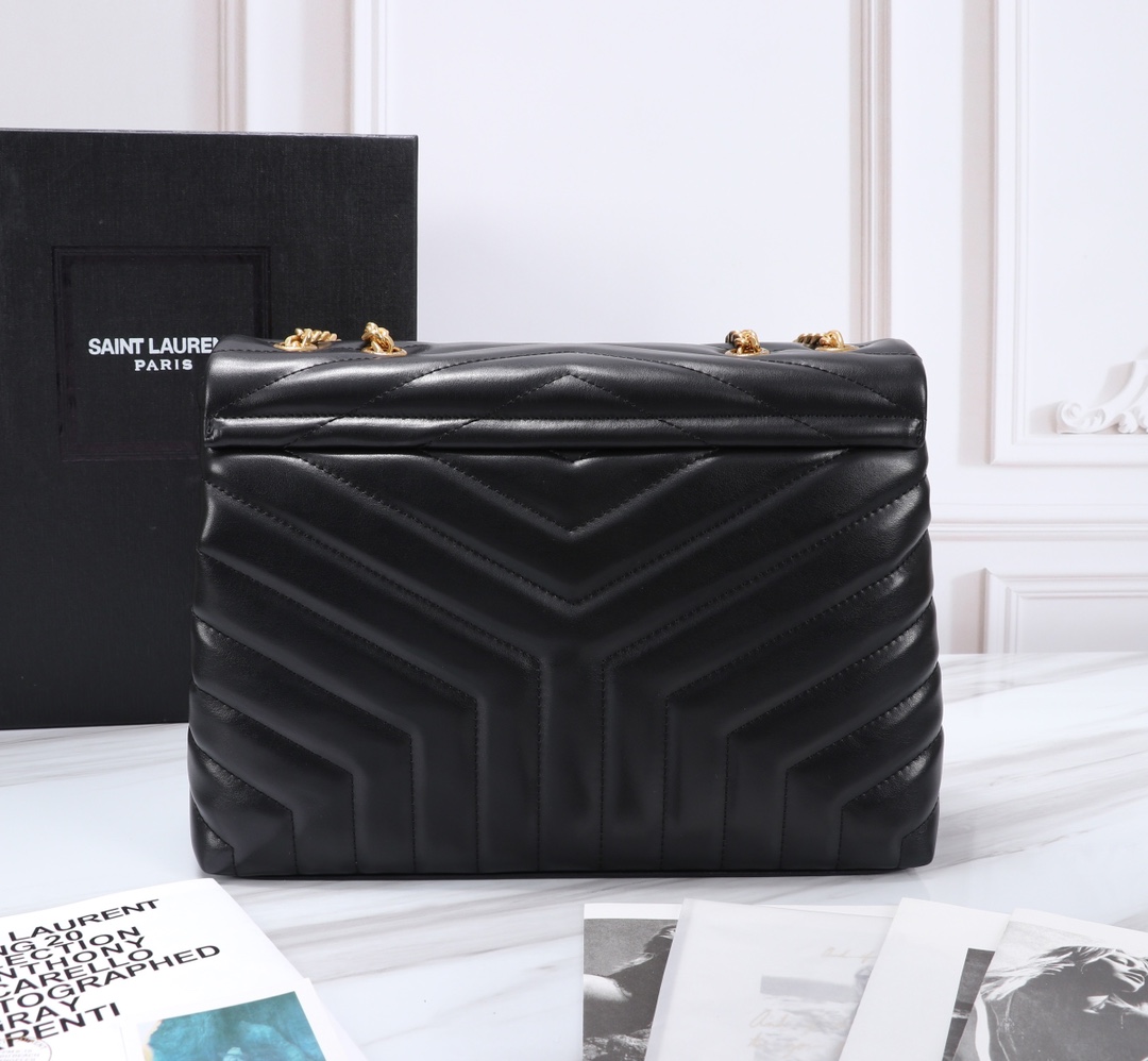 [TOP] Yves Saint Laurent YSL LouLou Bag 32x22x10cm - Black with GHW