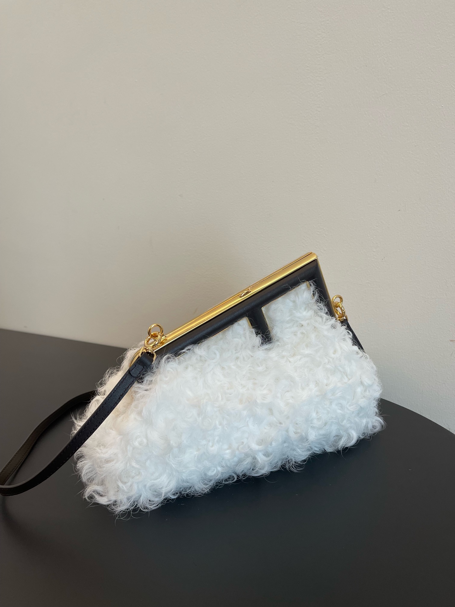 [TOP] FENDI White Rolled Wool First Bags 26x9.5x18cm - White&GHW