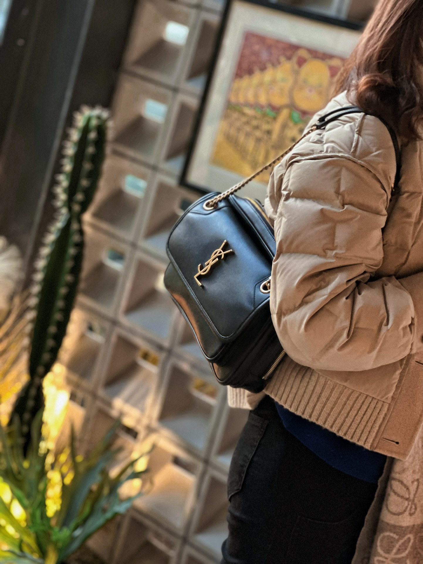 [TOP] Yves Saint Laurent YSL Cowhide Camera Chain Bags - Black&GHW