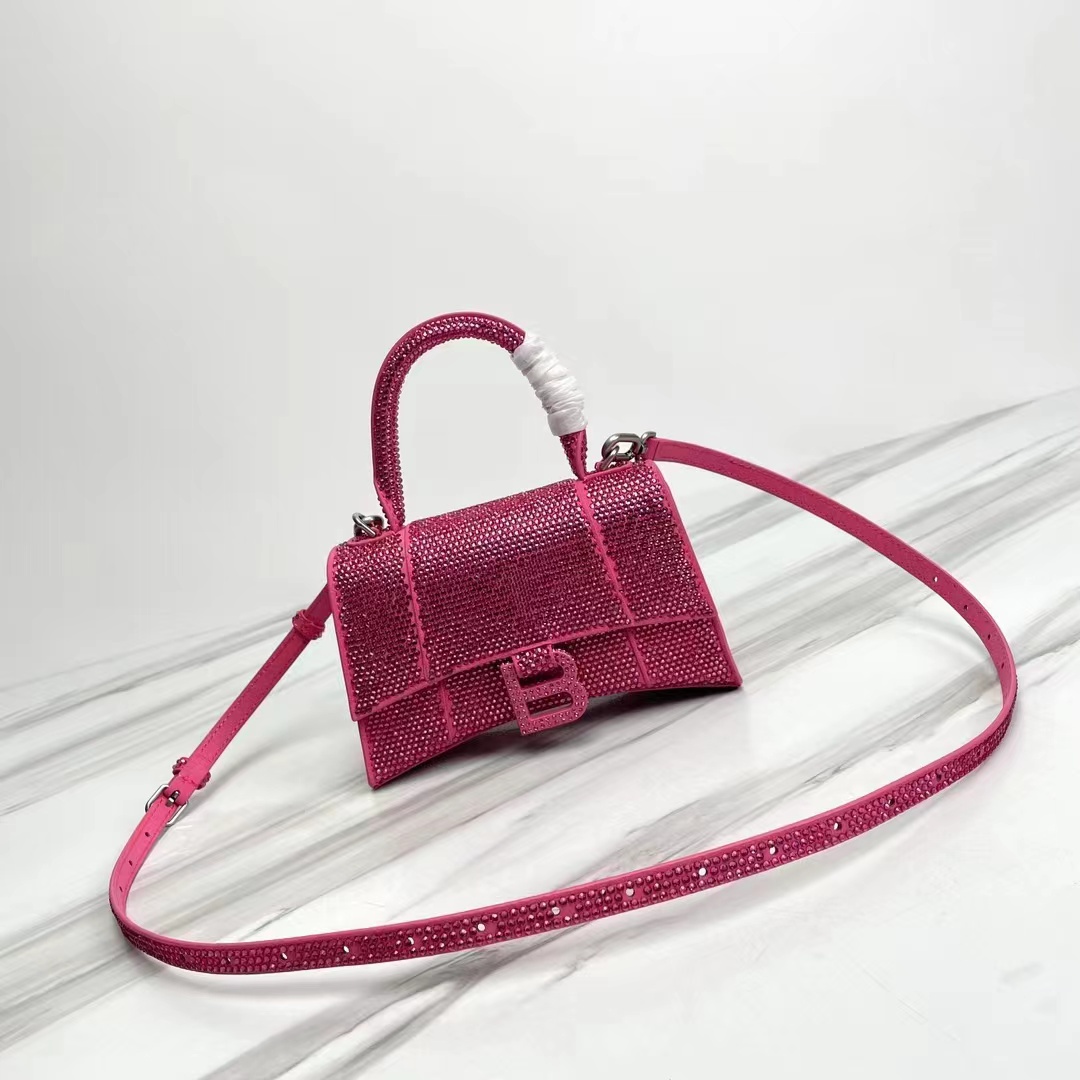 [TOP] BALENCIAGA Paste Drill Hourglass Bag 19x8x21cm - Rose Pink