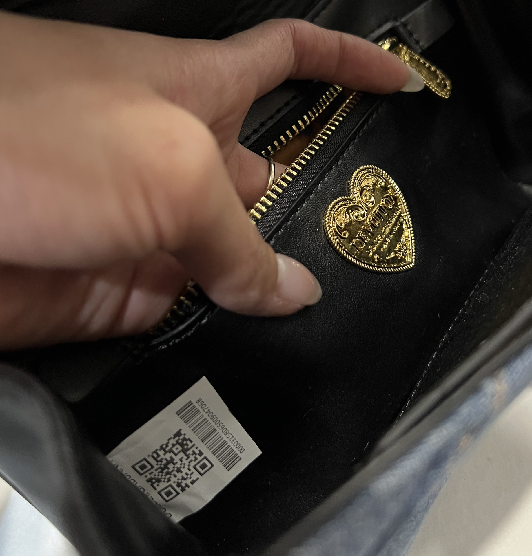 [TOP] Dolce & Gabbana D&G Devotion Bag Cowhide and Denim Medium 21x5x13.5cm