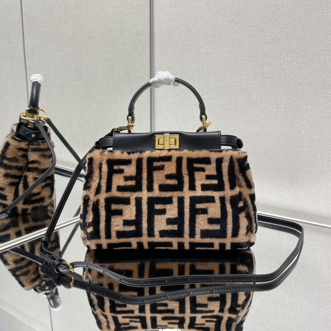 [TOP] FENDI Autumn And Winter New Wool Peekaboo Bags 27x25x14CM - GHW
