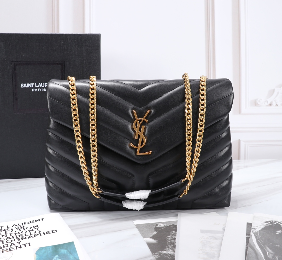 [TOP] Yves Saint Laurent YSL LouLou Bag 32x22x10cm - Black with GHW