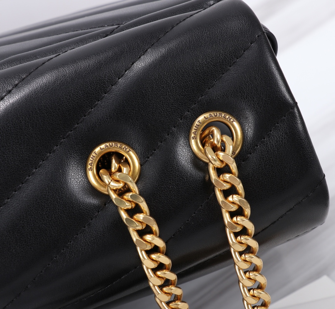 [TOP] Yves Saint Laurent YSL LouLou Bag 32x22x10cm - Black with GHW