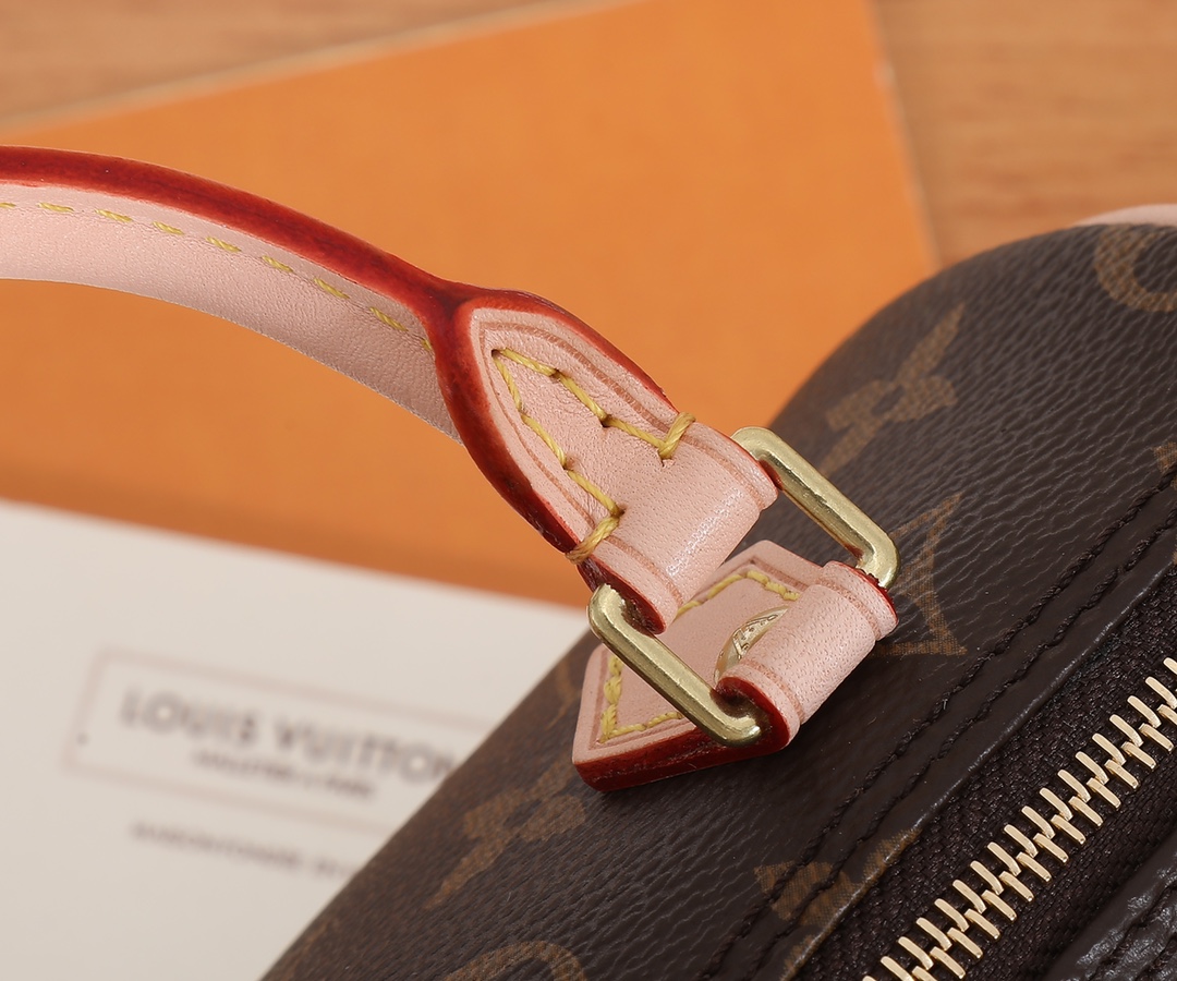 [TOP] Louis Vuitton LV Nano Speedy Handbag Made Of Monogram Canvas 16x12.5x10cm-Brown