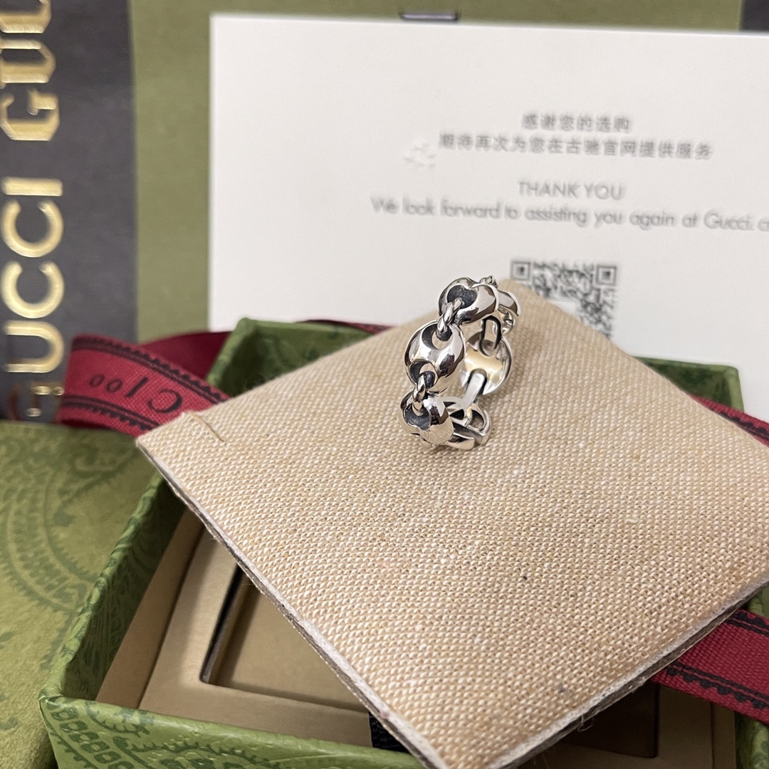 [TOP] GUCCI Pig Nose Ring - Silver