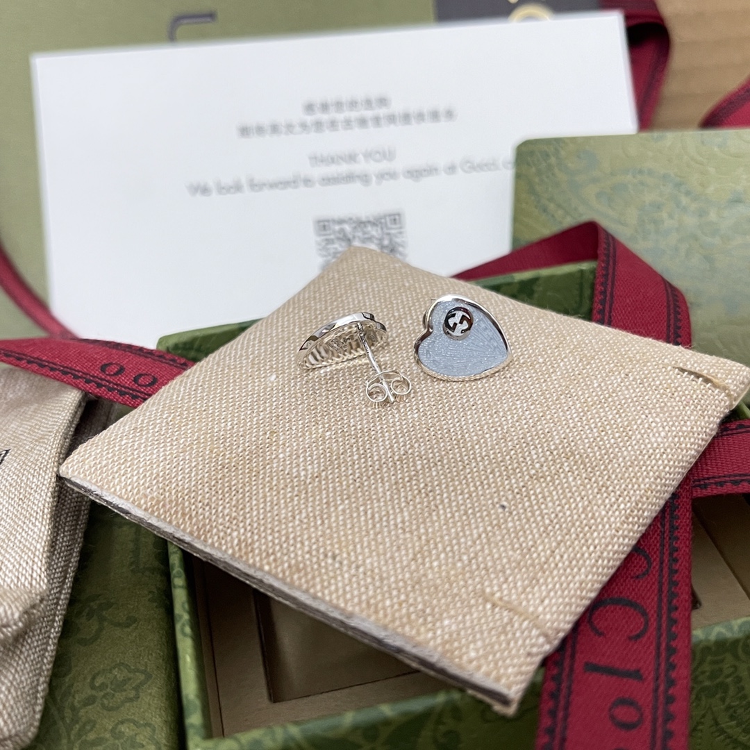 [TOP] GUCCI Enamel Love Earrings - Sky Blue