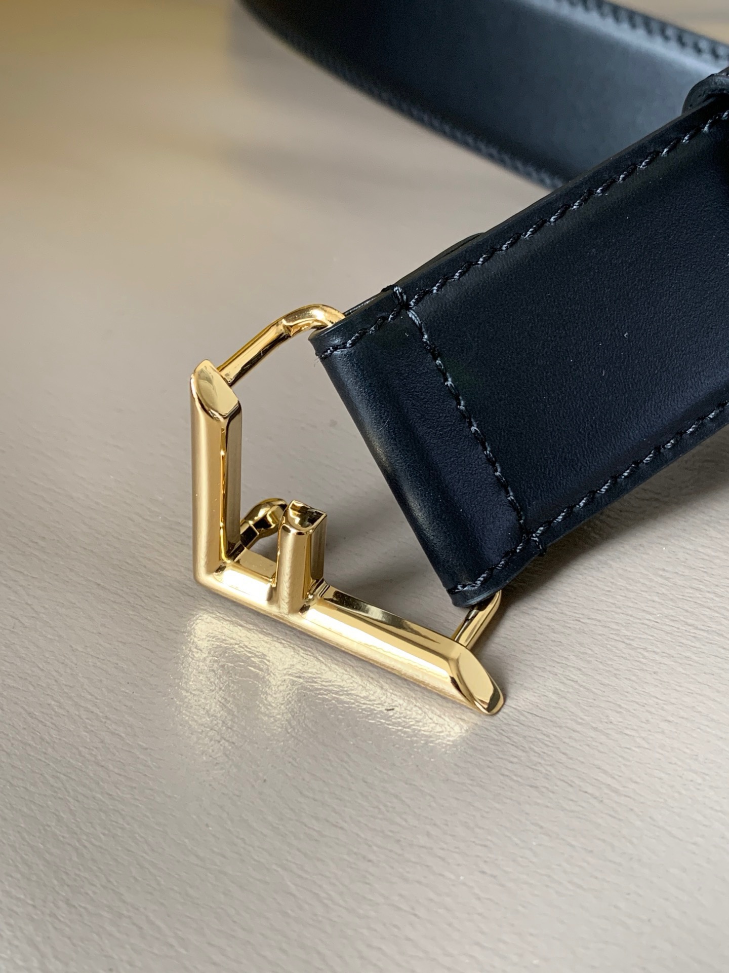 [TOP] FENDI Black Leather Material Waistband - Black - 3.5CM