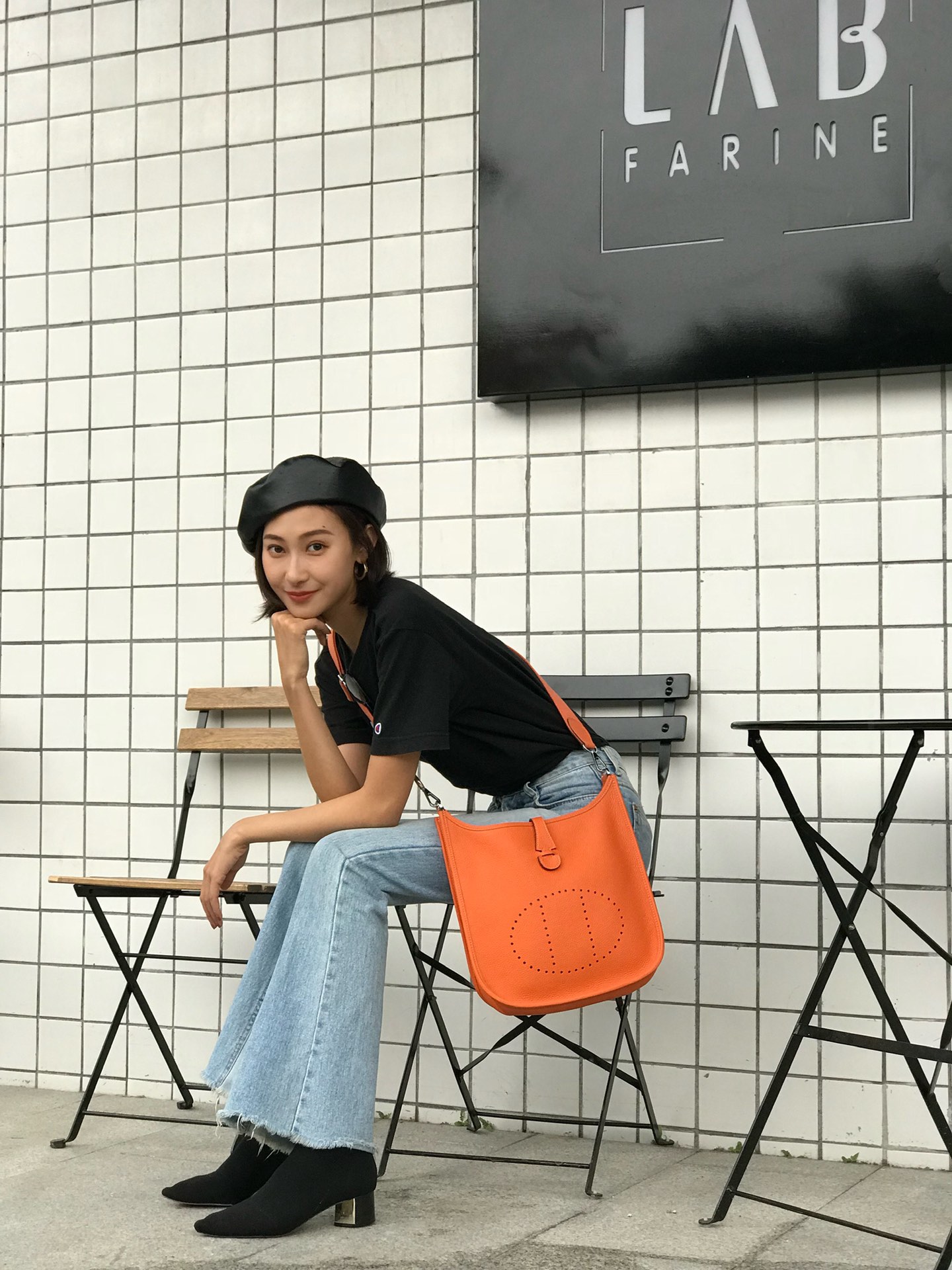 [TOP] HERMES Evelyne Bag 28CM - Orange&SHW