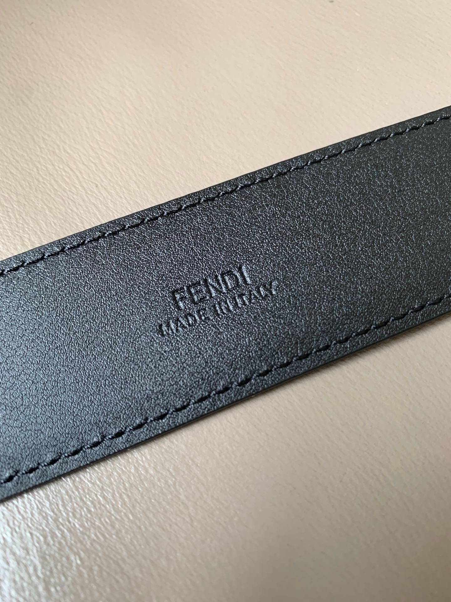 [TOP] FENDI Black Leather Material Waistband - Black - 3.5CM