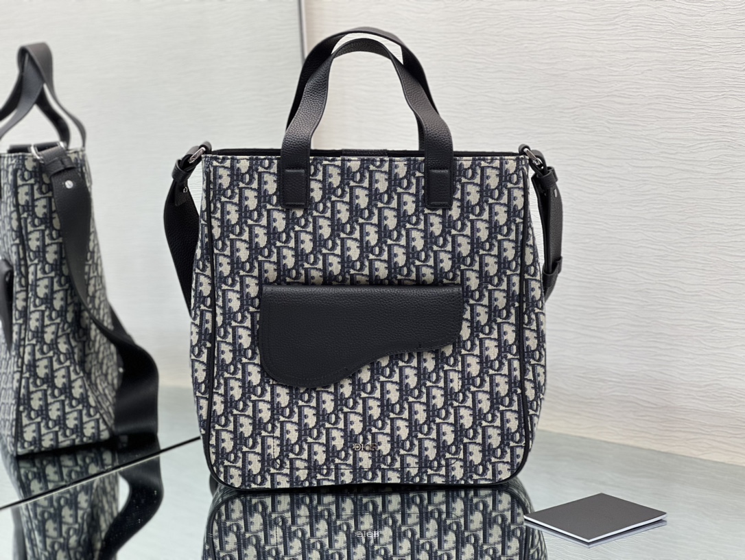 [Top] Christian Dior Men's Using Oblique Printed Fabric Saddle Handbag - 30x33x10CM