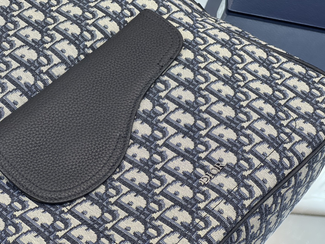 [Top] Christian Dior Men's Using Oblique Printed Fabric Saddle Handbag - 30x33x10CM