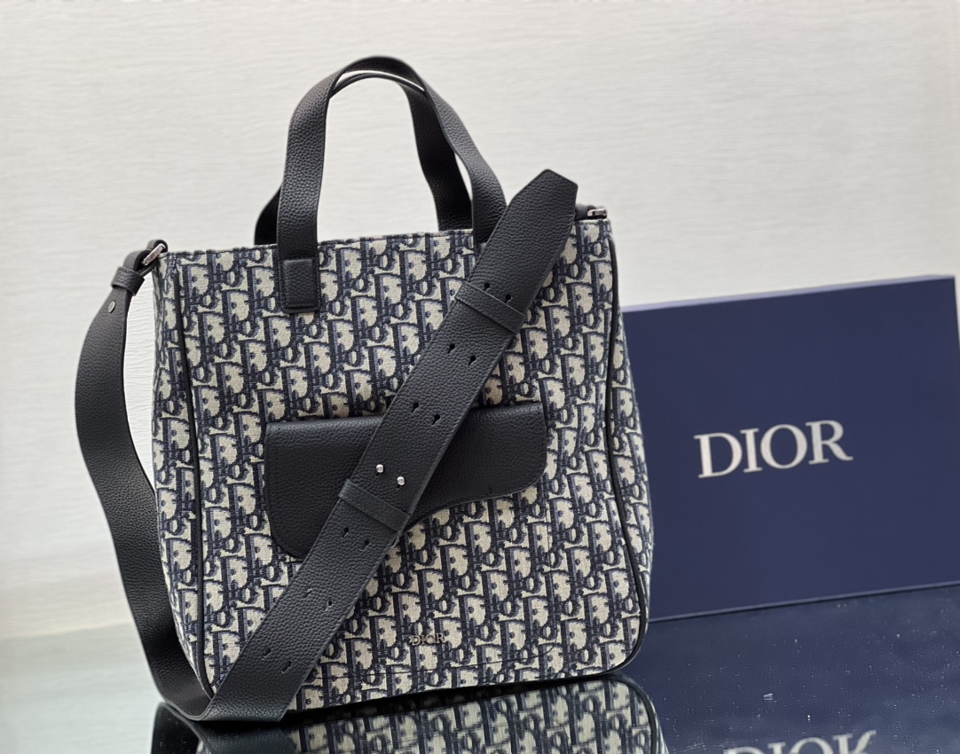[Top] Christian Dior Men's Using Oblique Printed Fabric Saddle Handbag - 30x33x10CM
