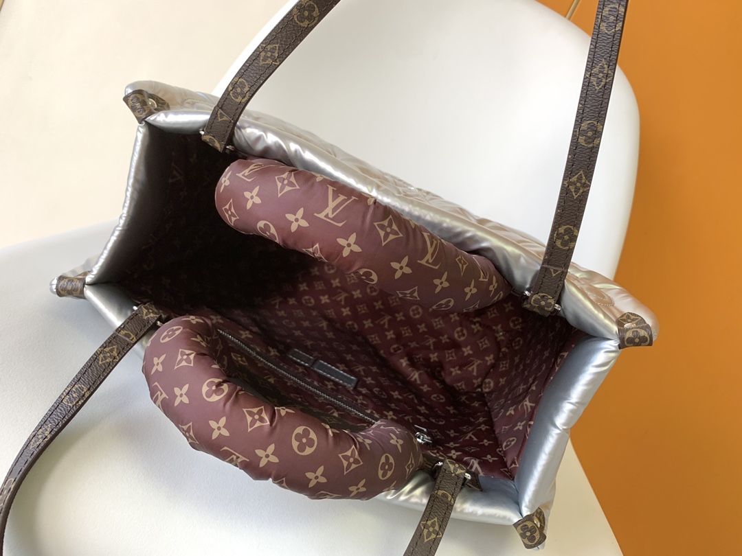[TOP] Louis Vuitton LV Medium Silver Down Handbag 35x27x14CM-Sliver