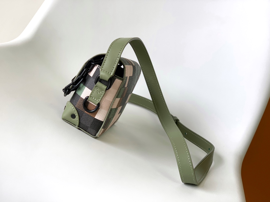 [TOP] Louis Vuitton LV Monogram Eclipse Canvas Steamer Mini Handbag 18x11x6.5cm - Green