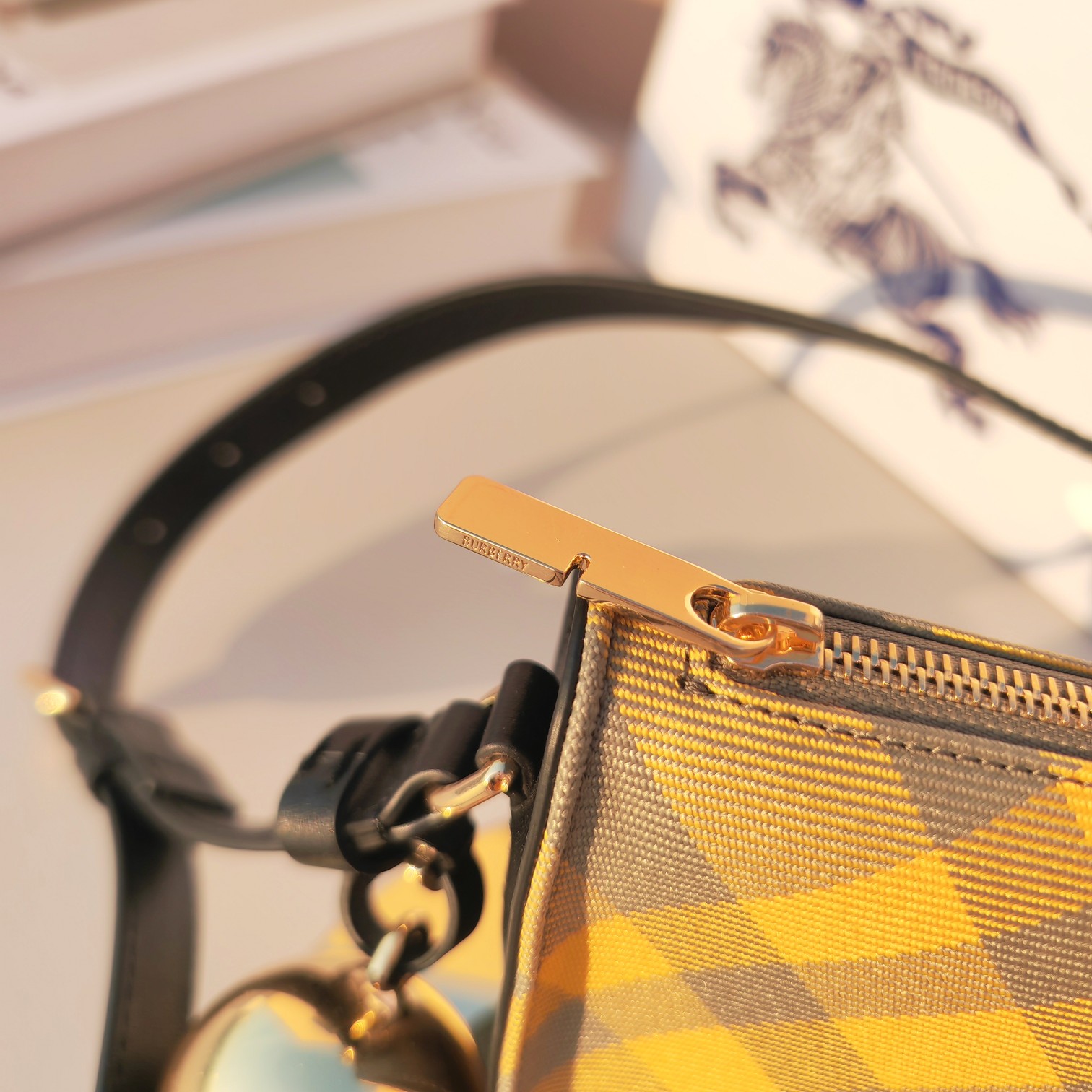 [TOP] BURBERRY Shoulder Bag with Bell Wool Blend  26×5.5×13.5cm - Plaid