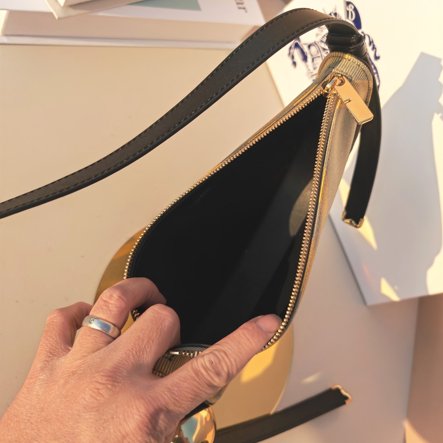 [TOP] BURBERRY Shoulder Bag with Bell Wool Blend  26×5.5×13.5cm - Plaid