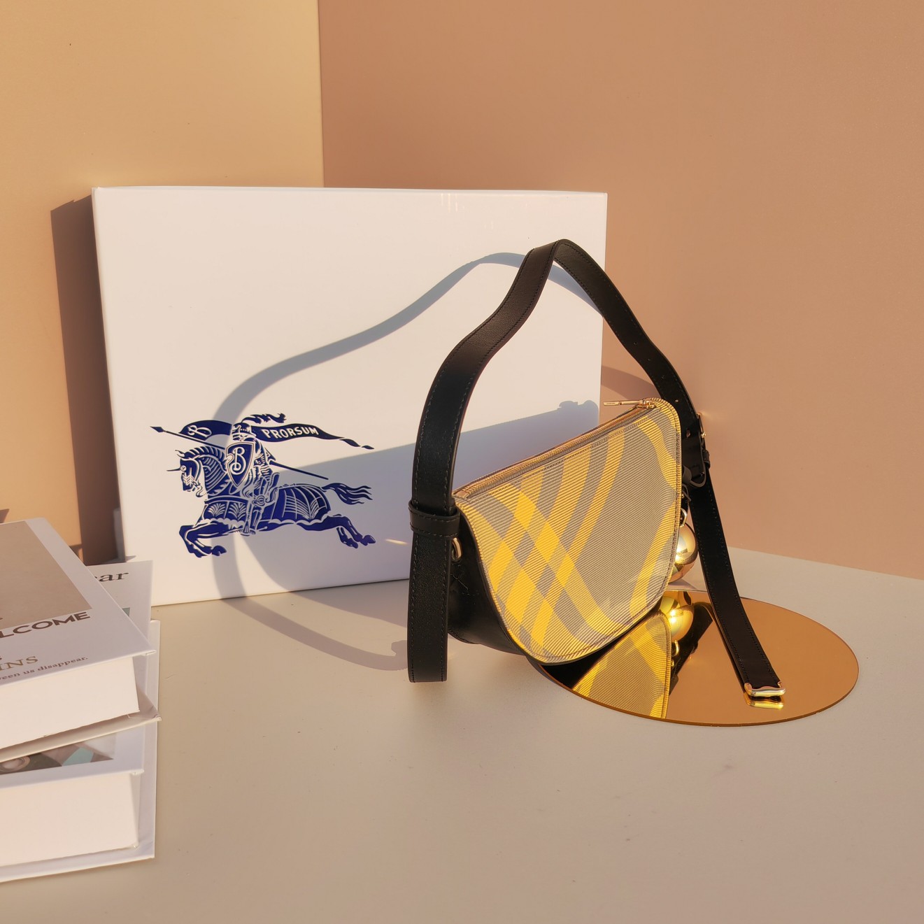 [TOP] BURBERRY Shoulder Bag with Bell Wool Blend  26×5.5×13.5cm - Plaid