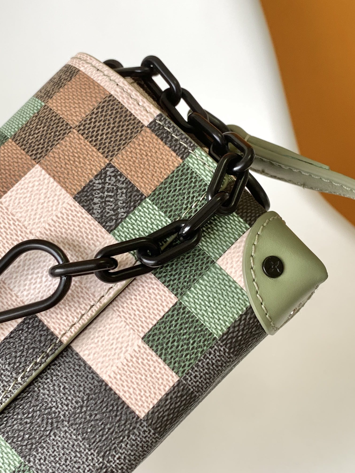 [TOP] Louis Vuitton LV Monogram Eclipse Canvas Steamer Mini Handbag 18x11x6.5cm - Green