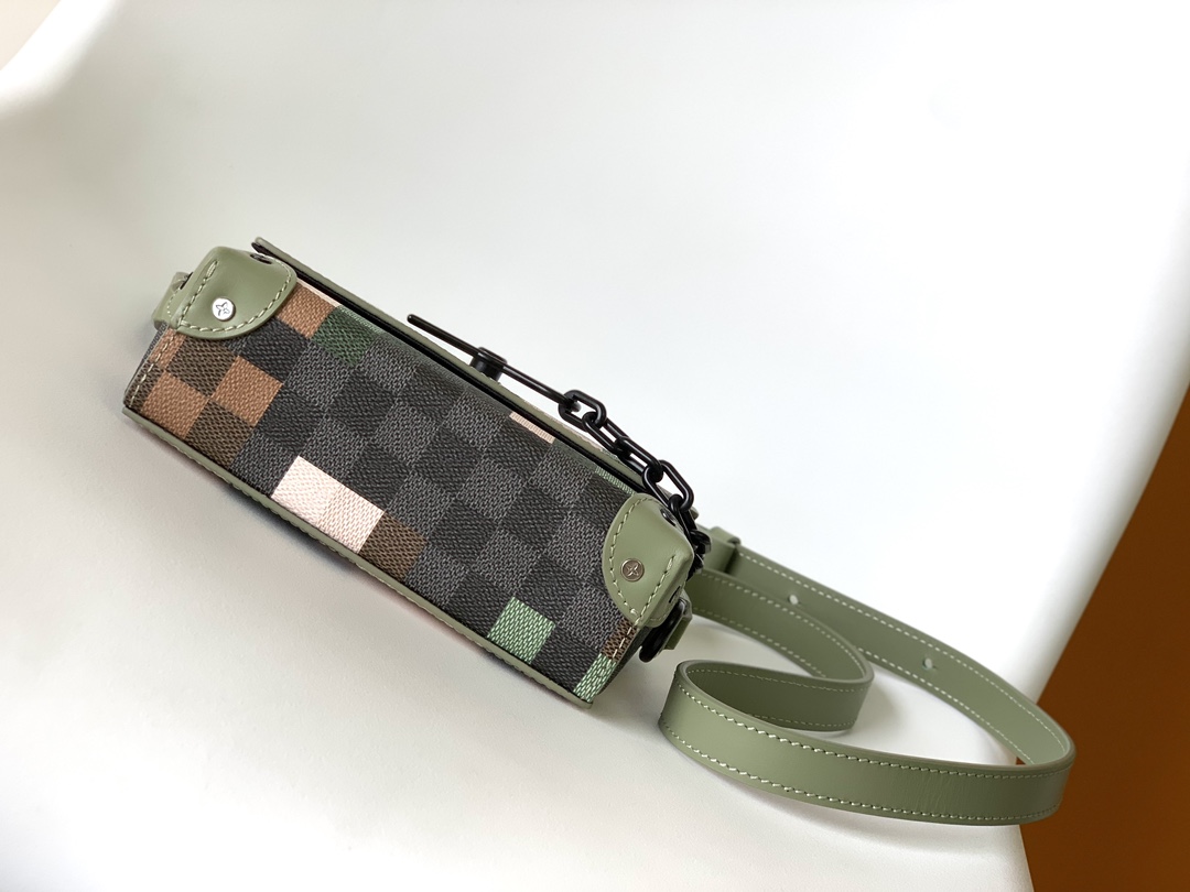 [TOP] Louis Vuitton LV Monogram Eclipse Canvas Steamer Mini Handbag 18x11x6.5cm - Green